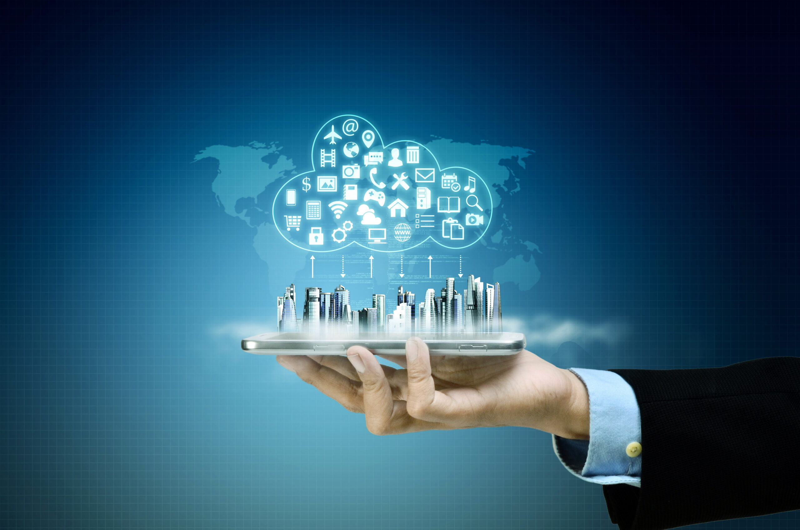 internet cloud server application and hosting on virtual network conceptual image