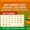 School Holidays in September 2025